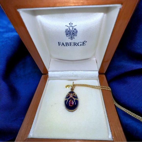 Authentic Faberge Egg 18K Ruby And Diamond Necklace - Picture 3 of 9